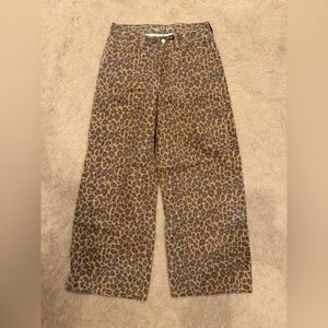 Old Navy Leopard Print Wide-Leg Jeans - Brown and Black